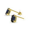 14k Yellow Gold Oval Sapphire Earrings