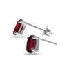 14k White Gold Oval Garnet Earrings