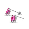 14k White Gold Oval Pink Topaz Earrings