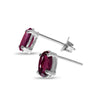 14k White Gold Oval Rhodolite Garnet Earrings