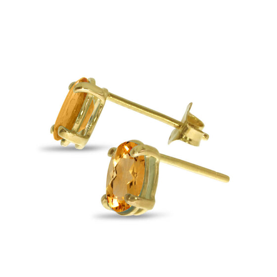 14k Yellow Gold Oval Citrine Earrings
