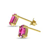 14k Yellow Gold Oval Pink Topaz Earrings