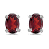 14k White Gold Oval Garnet Earrings