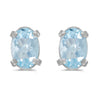 14k White Gold Oval Aquamarine Earrings