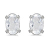 14k White Gold Oval White Topaz Earrings