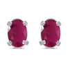 14k White Gold Oval Ruby Earrings