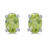 14k White Gold Oval Peridot Earrings