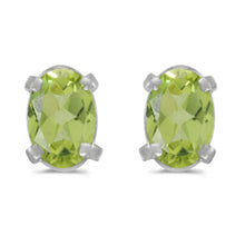  14k White Gold Oval Peridot Earrings