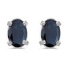 14k White Gold Oval Sapphire Earrings