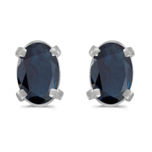  14k White Gold Oval Sapphire Earrings