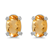  14k White Gold Oval Citrine Earrings