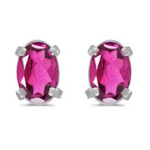  14k White Gold Oval Pink Topaz Earrings
