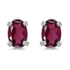 14k White Gold Oval Rhodolite Garnet Earrings