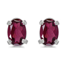  14k White Gold Oval Rhodolite Garnet Earrings
