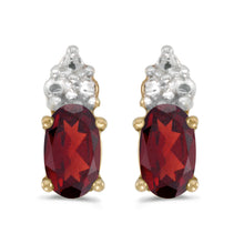  14k Yellow Gold Oval Garnet Earrings