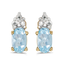  14k Yellow Gold Oval Aquamarine Earrings