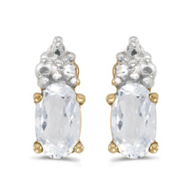  14k Yellow Gold Oval White Topaz Earrings