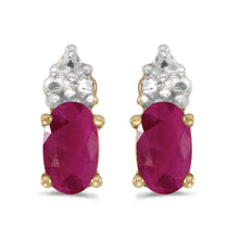  14k Yellow Gold Oval Ruby Earrings