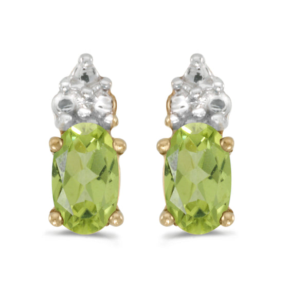 14k Yellow Gold Oval Peridot Earrings