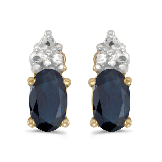 14k Yellow Gold Oval Sapphire Earrings