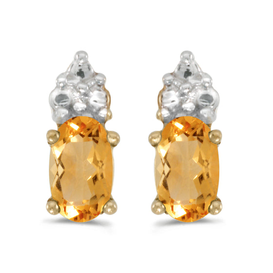 14k Yellow Gold Oval Citrine Earrings