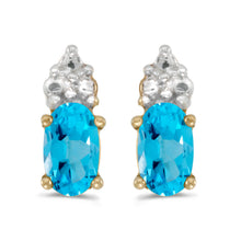  14k Yellow Gold Oval Blue Topaz Earrings