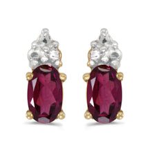  14k Yellow Gold Oval Rhodolite Garnet Earrings