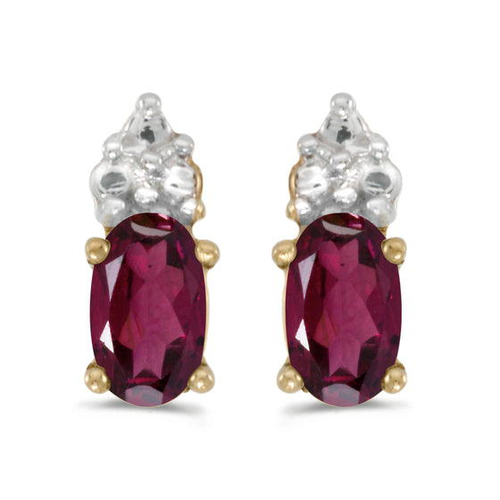 14k Yellow Gold Oval Rhodolite Garnet Earrings