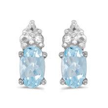  14k White Gold Oval Aquamarine Earrings