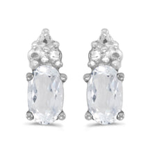  14k White Gold Oval White Topaz Earrings
