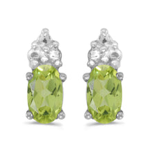  14k White Gold Oval Peridot Earrings