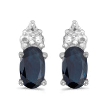  14k White Gold Oval Sapphire Earrings