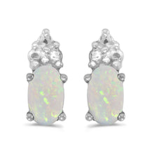  14k White Gold Oval Opal Earrings
