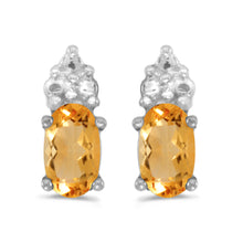  14k White Gold Oval Citrine Earrings