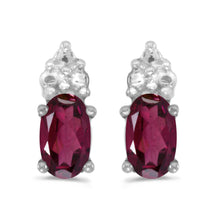  14k White Gold Oval Rhodolite Garnet Earrings