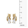 14k Yellow Gold Oval White Topaz And Diamond Earrings