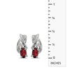 14k White Gold Oval Garnet And Diamond Earrings