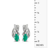 14k White Gold Oval Emerald And Diamond Earrings