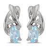 14k White Gold Oval Aquamarine And Diamond Earrings