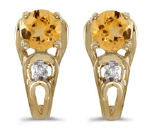  14k Yellow Gold Round Citrine And Diamond Earrings