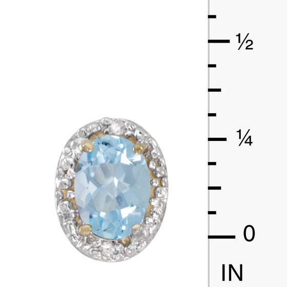 14k Yellow Gold Oval Aquamarine And Diamond Earrings