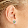 14k Yellow Gold Oval Peridot And Diamond Earrings