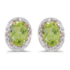14k Yellow Gold Oval Peridot And Diamond Earrings