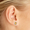 14k Yellow Gold Oval Citrine And Diamond Earrings