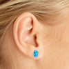 14k Yellow Gold Oval Blue Topaz And Diamond Earrings