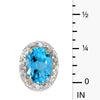 14k Yellow Gold Oval Blue Topaz And Diamond Earrings