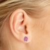 14k Yellow Gold Oval Pink Topaz And Diamond Earrings