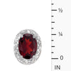 14k White Gold Oval Garnet And Diamond Earrings