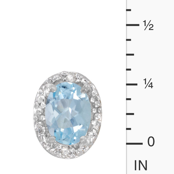 14k White Gold Oval Aquamarine And Diamond Earrings