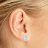 14k White Gold Oval White Topaz And Diamond Earrings